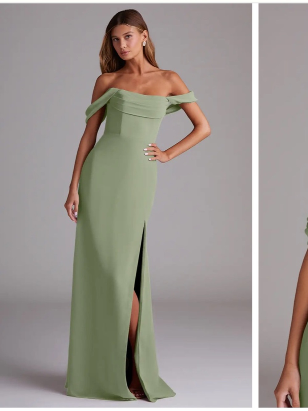 Off-Shoulder Sage Green Women’s Dress
